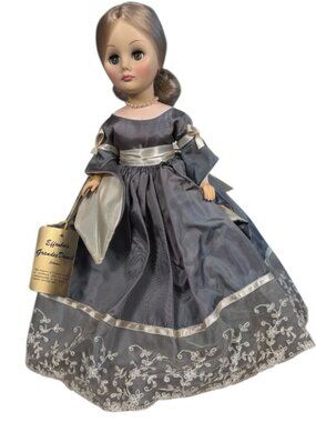Effanbee Grandes Dames Ingrid Doll 15” 1984 Gray Gown Tagged Vintage USA